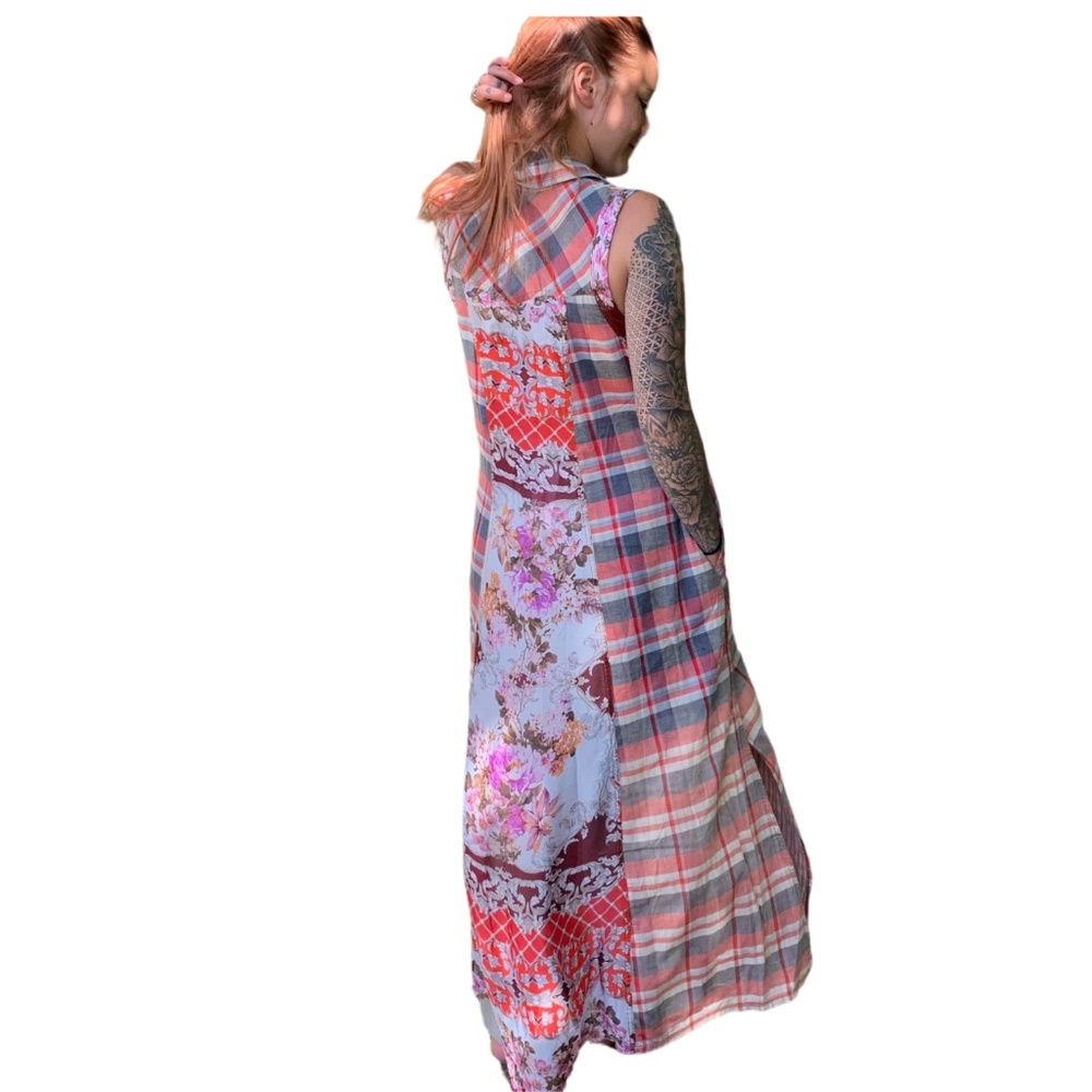ARATTA Brand Long Plaid Button up maxi shirt dress